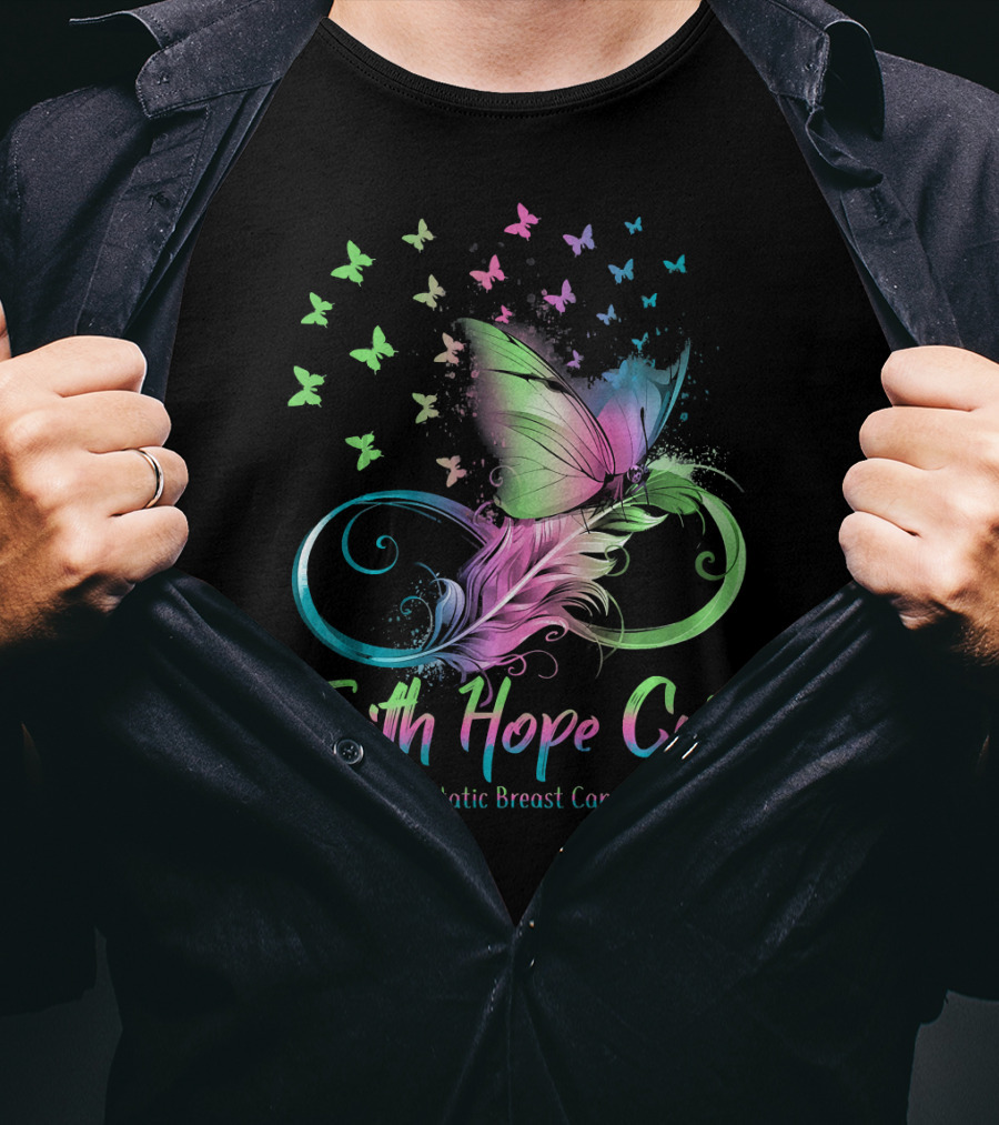 Faith Hope Cure Metastatic Breast Cancer Awareness Butterfly T-Shirt
