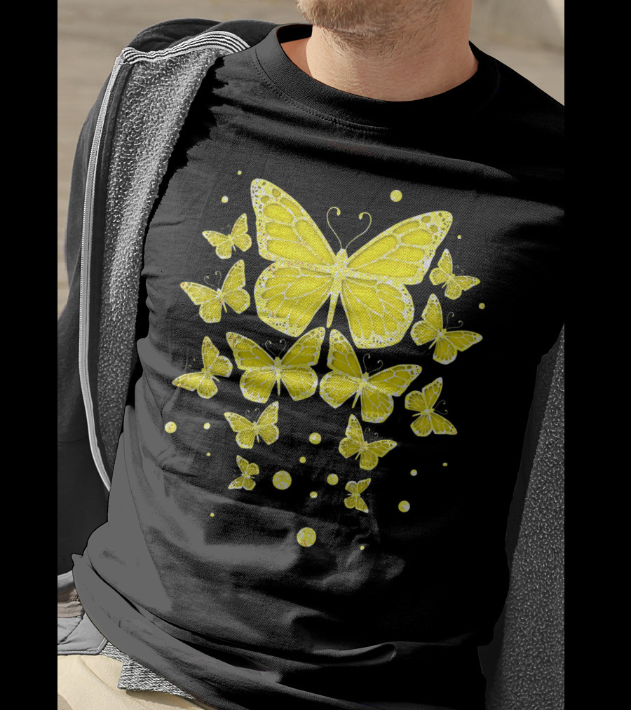 Sarcoma Cancer Awareness Yellow Butterflies T-Shirt