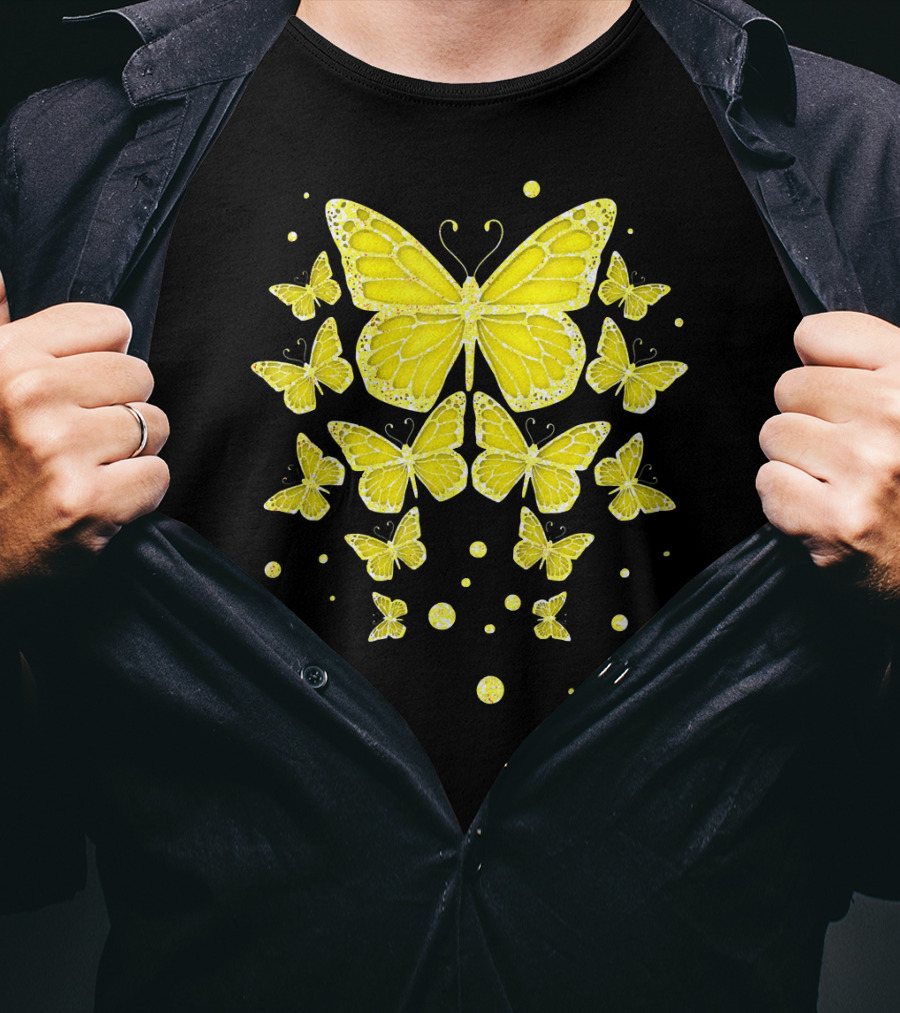 Sarcoma Cancer Awareness Yellow Butterflies T-Shirt