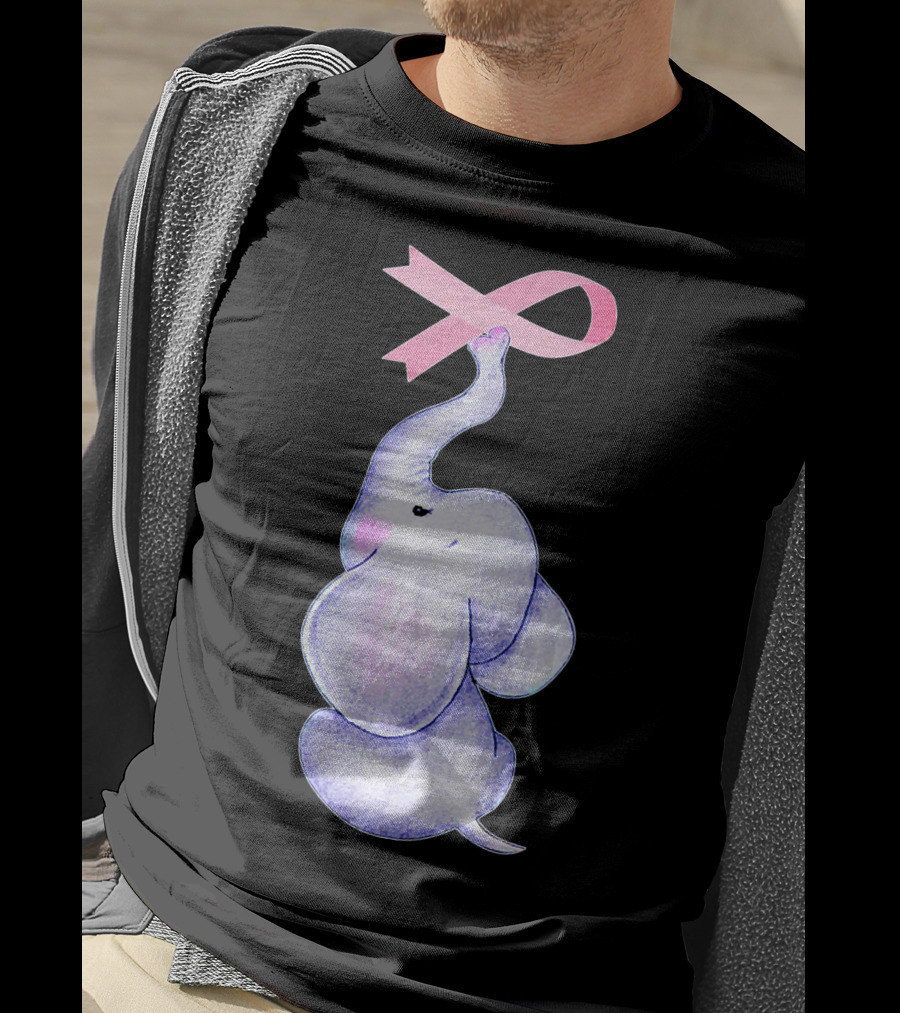 Breast Cancer Awareness Pink Ribbon Elephant T-Shirt