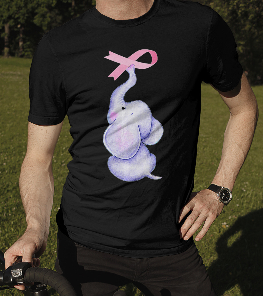 Breast Cancer Awareness Pink Ribbon Elephant T-Shirt