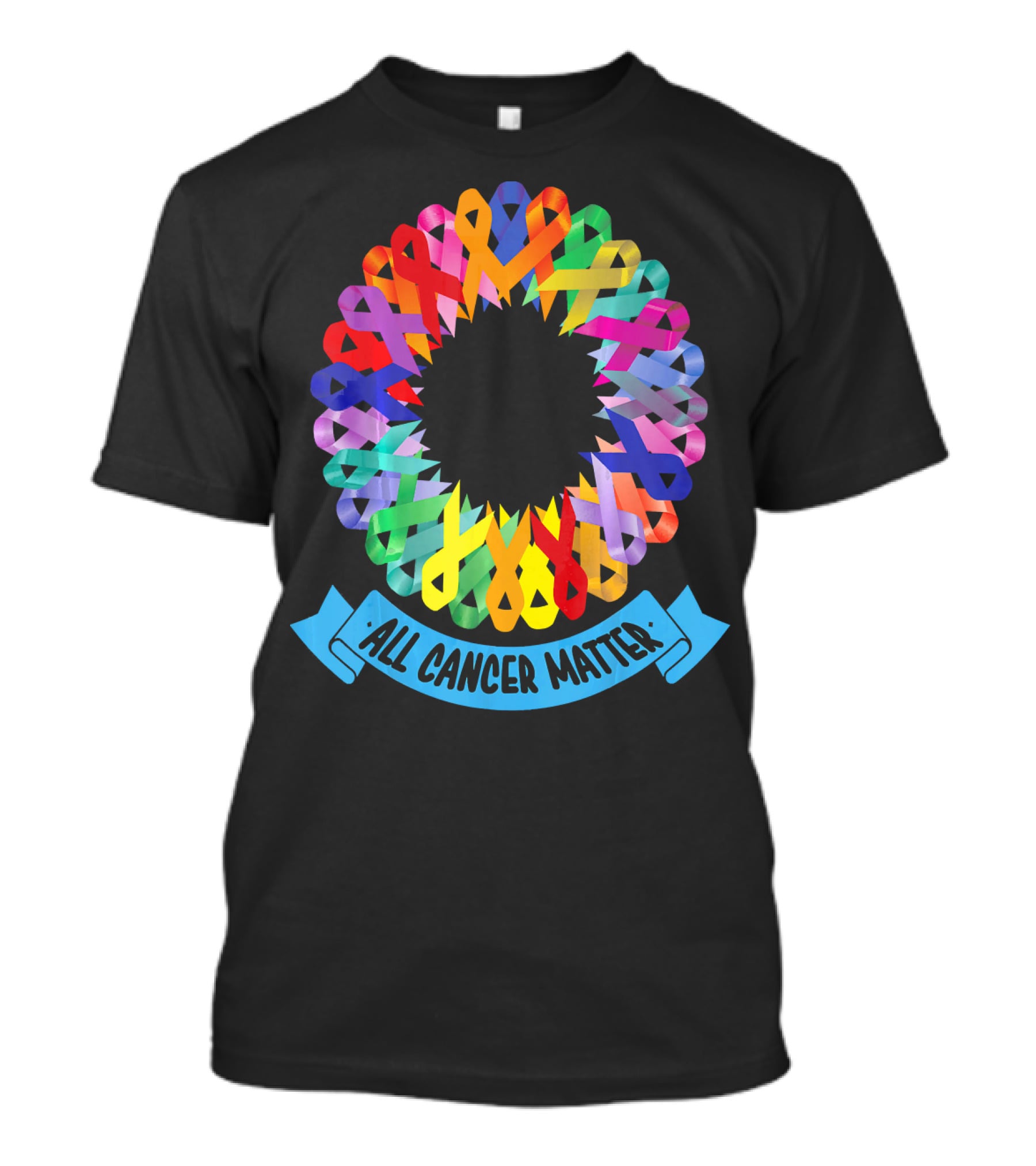 All Cancer Matter Colorful Awareness Ribbon Circle T-Shirt