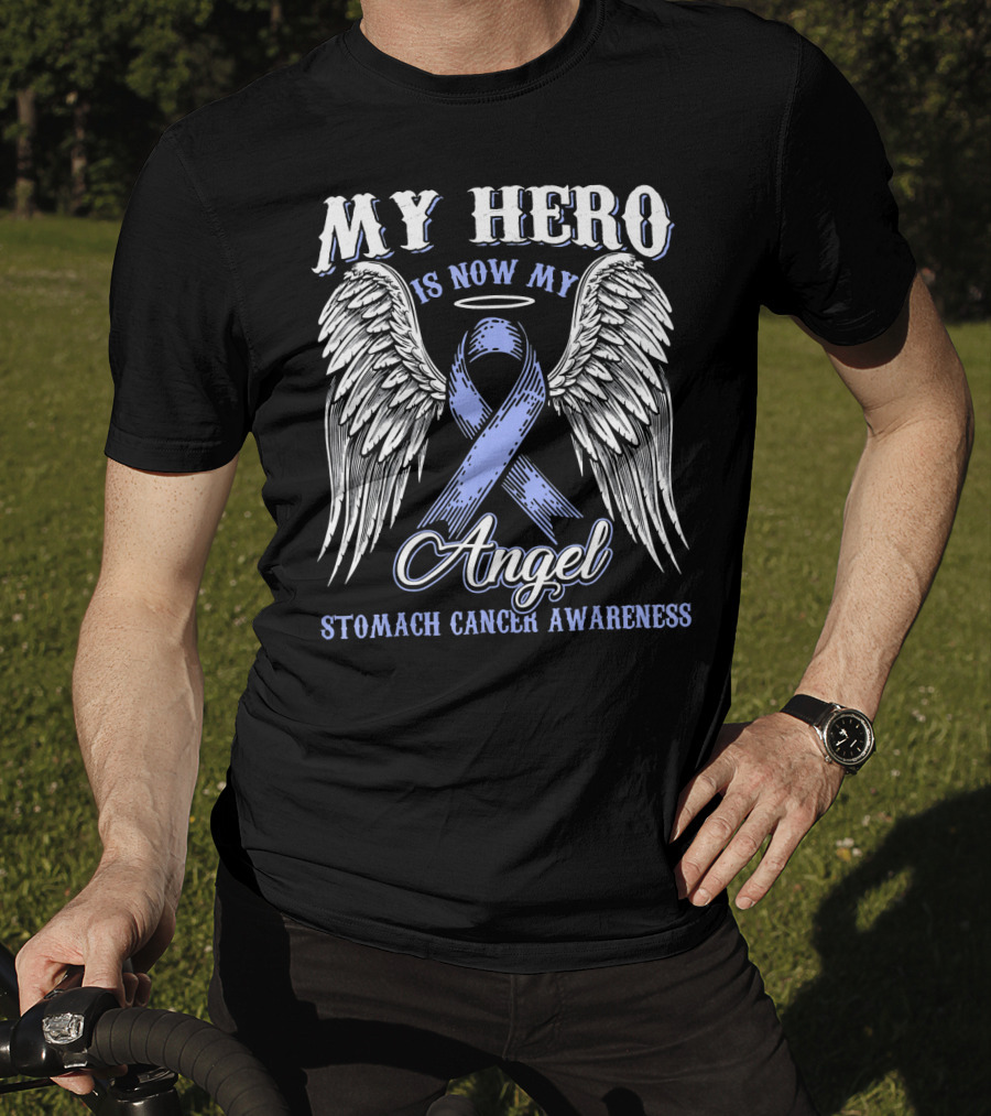 My Hero Is Now My Angel Stomach Cancer Awareness T-Shirt