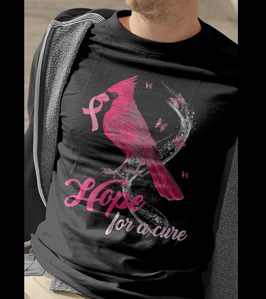 Hope For A Cure Breast Cancer Cardinal Bird T-Shirt