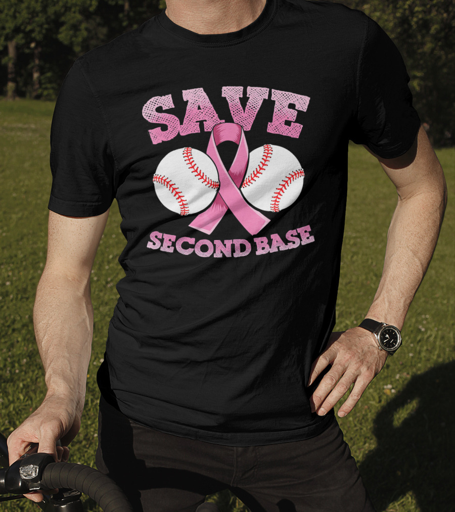Save Second Base Breast Cancer Awareness Baseball T-Shirt