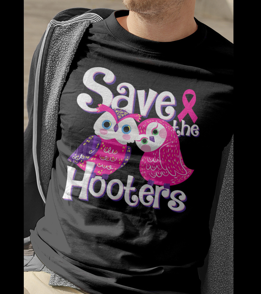 Save The Hooters Breast Cancer Awareness Owls And Pink T-Shirt