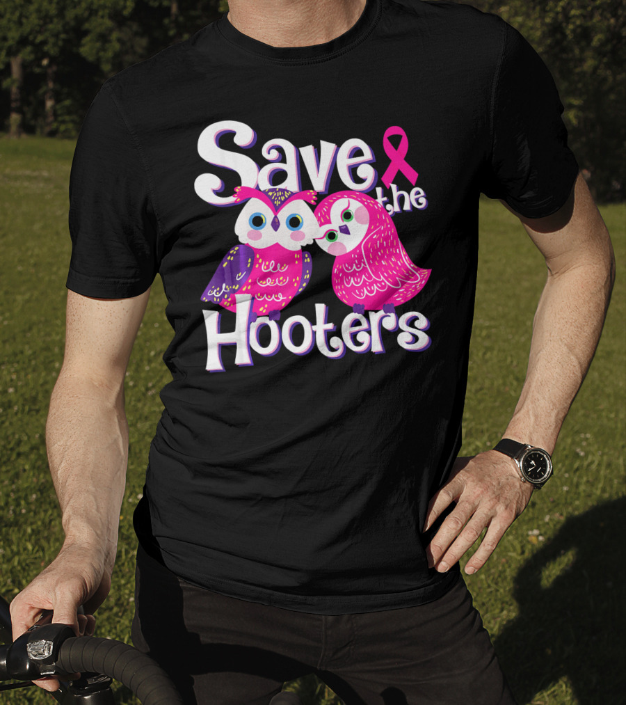 Save The Hooters Breast Cancer Awareness Owls And Pink T-Shirt