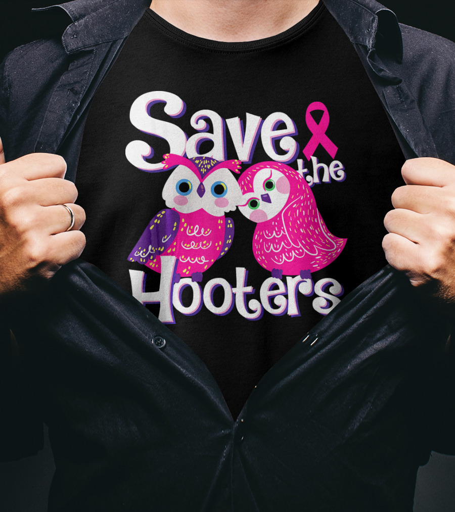 Save The Hooters Breast Cancer Awareness Owls And Pink T-Shirt
