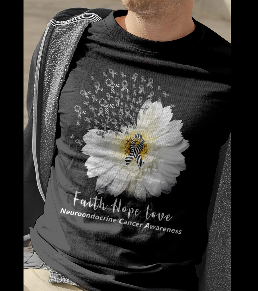Faith Hope Love Neuroendocrine Cancer Awareness Daisy T-Shirt