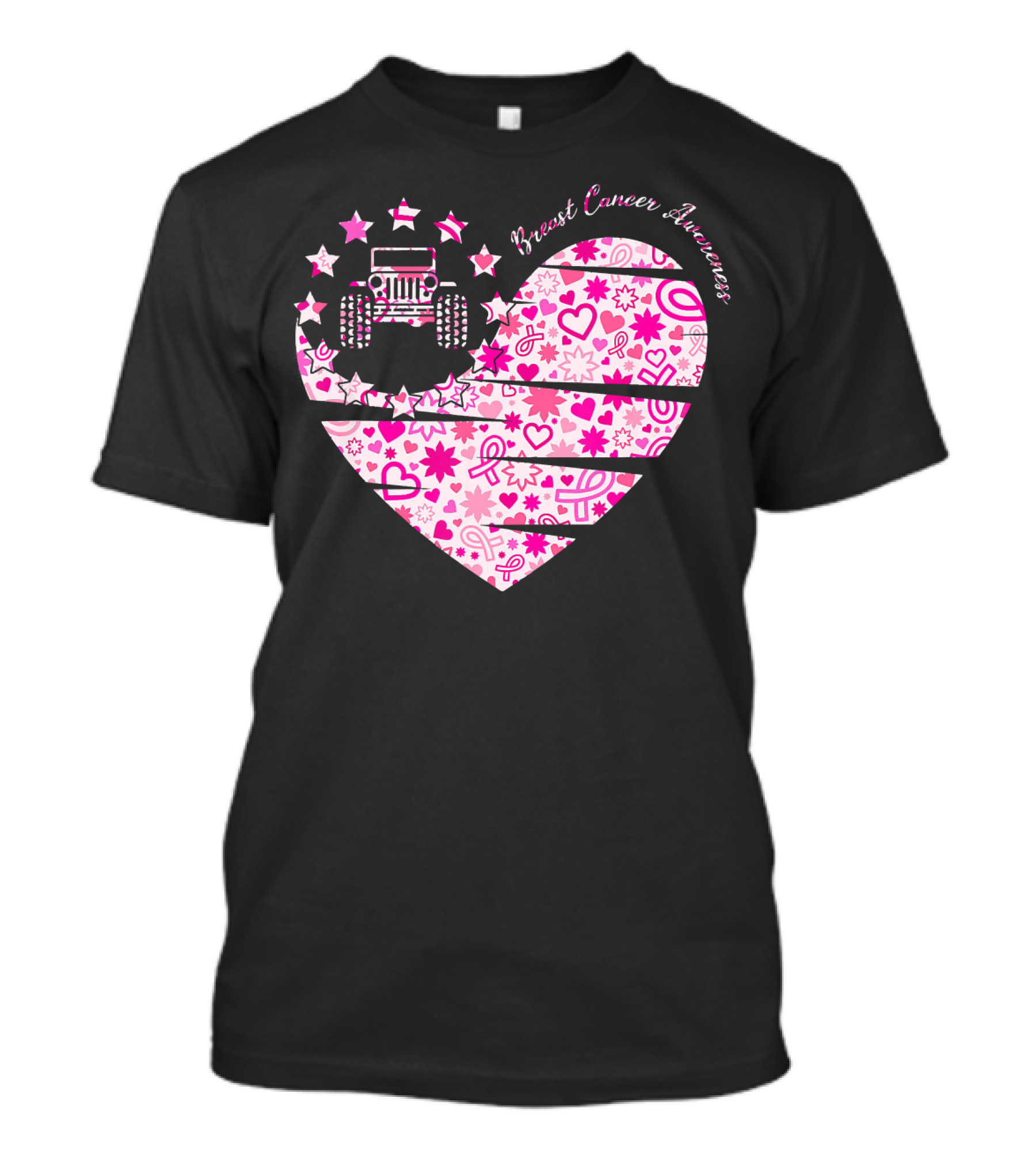 Breast Cancer Awareness Jeep Heart T-Shirt