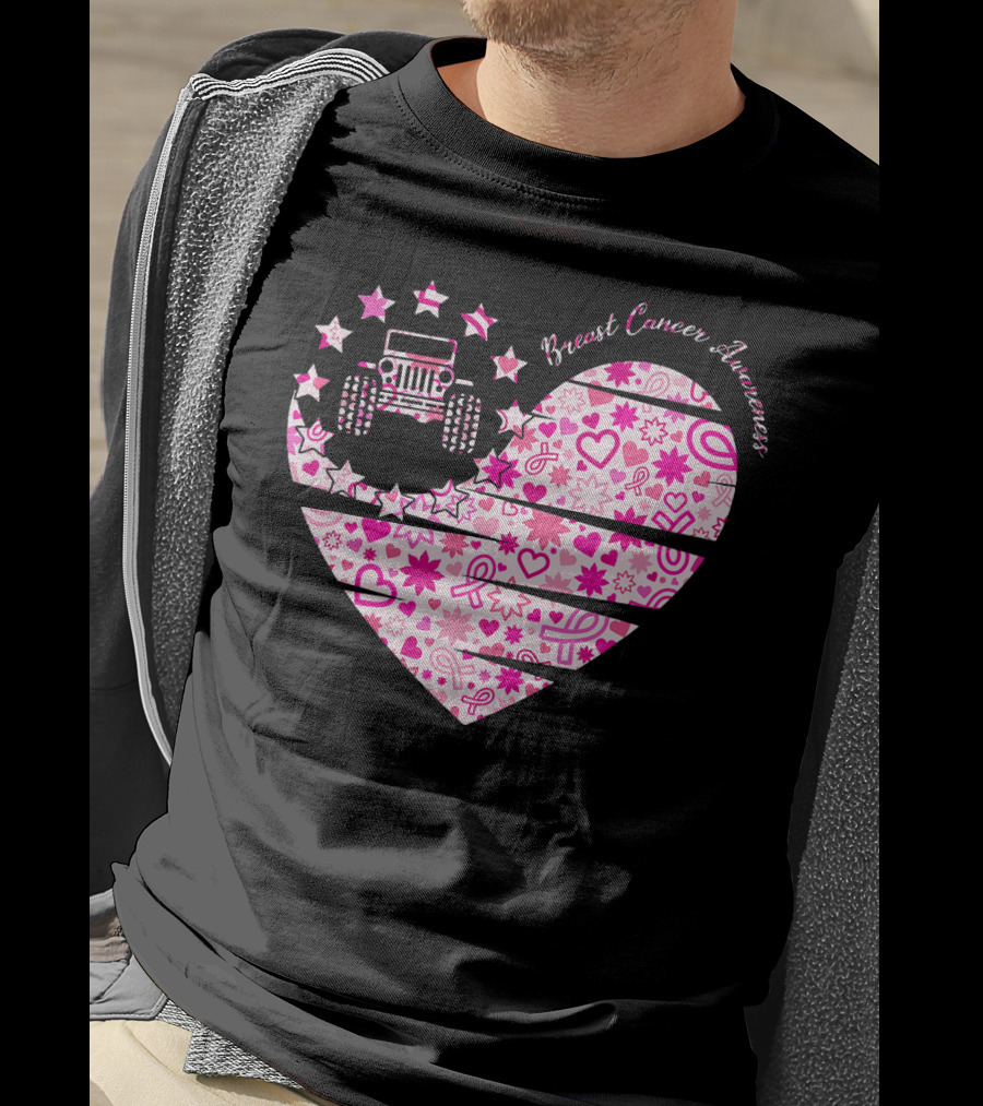 Breast Cancer Awareness Jeep Heart T-Shirt
