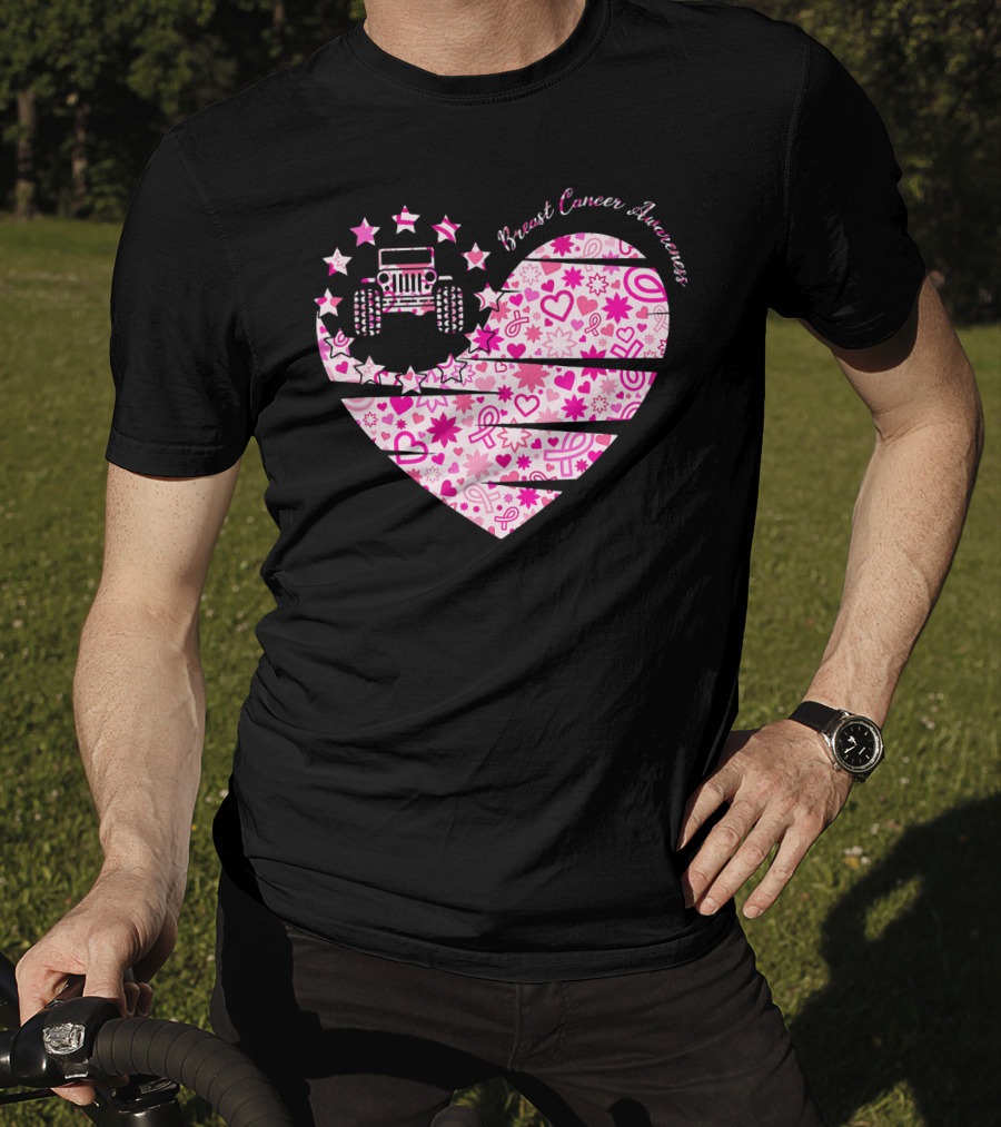 Breast Cancer Awareness Jeep Heart T-Shirt