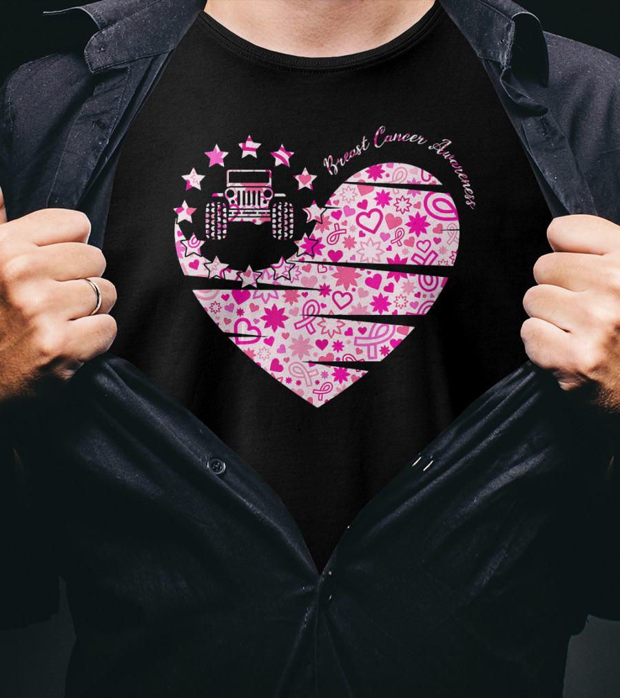 Breast Cancer Awareness Jeep Heart T-Shirt