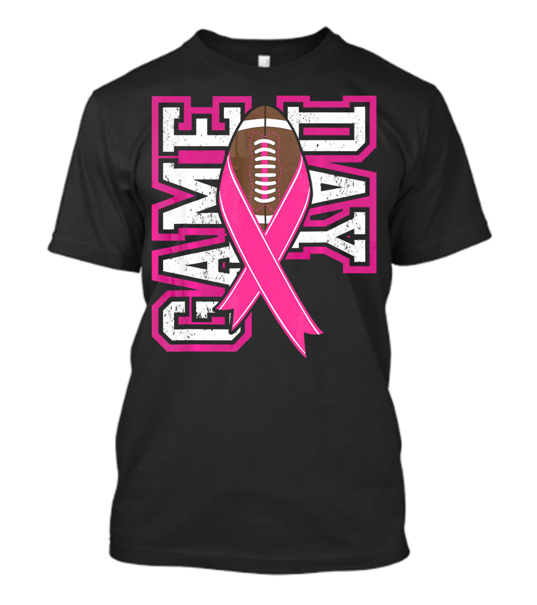 Game Day Breast Cancer Awareness Pink Ribbon Football T-Shirt