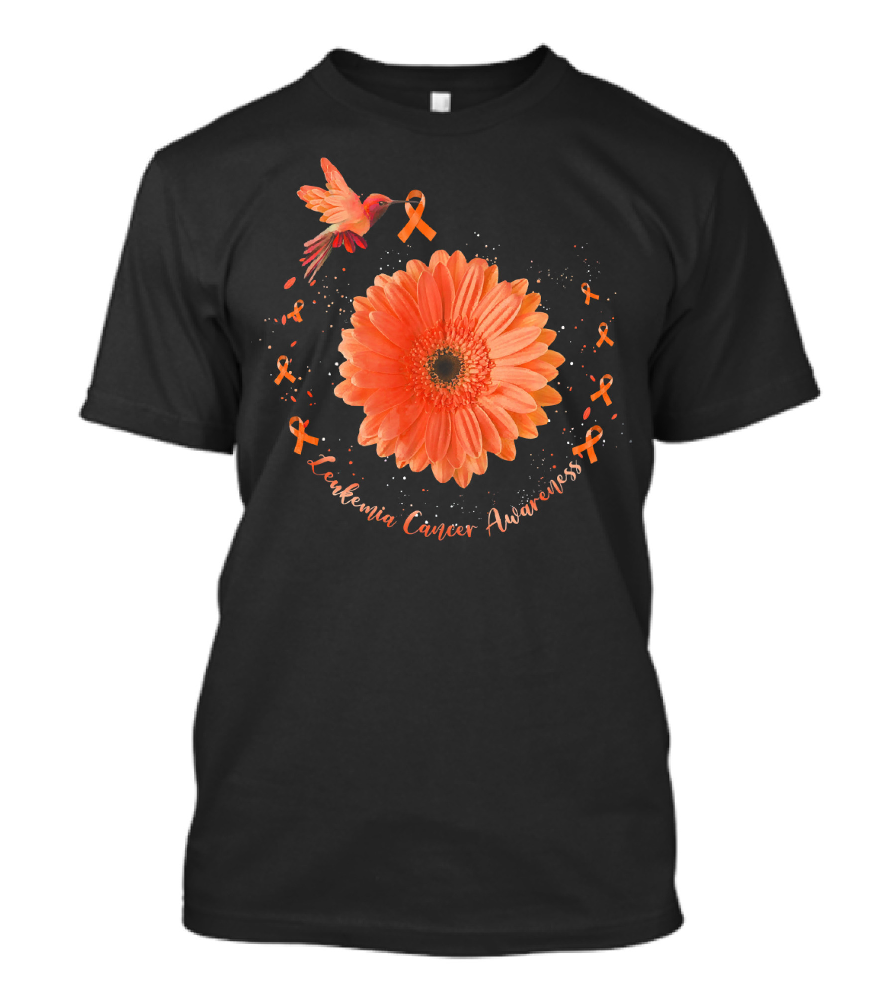 Leukemia Cancer Awareness Hummingbird Orange Sunflower T-Shirt