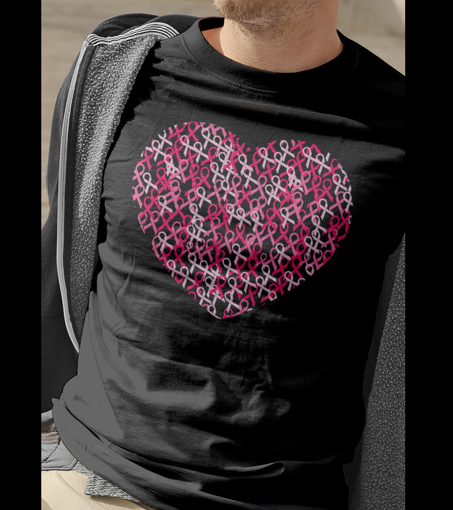 Pink Ribbon Heart Breast Cancer Awareness T-Shirt