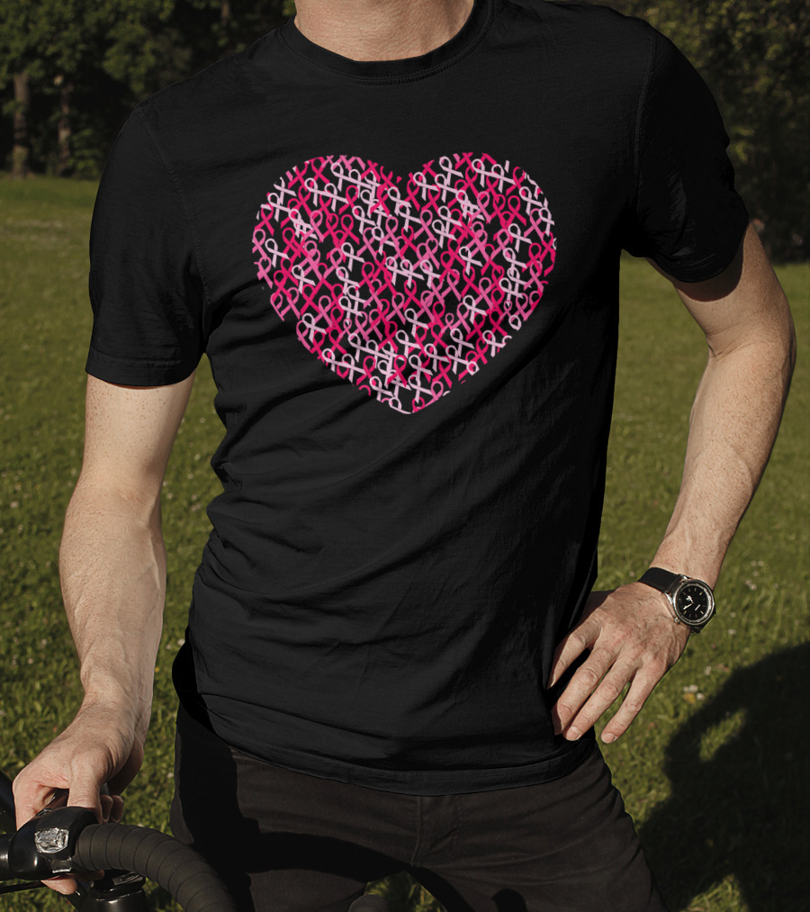 Pink Ribbon Heart Breast Cancer Awareness T-Shirt