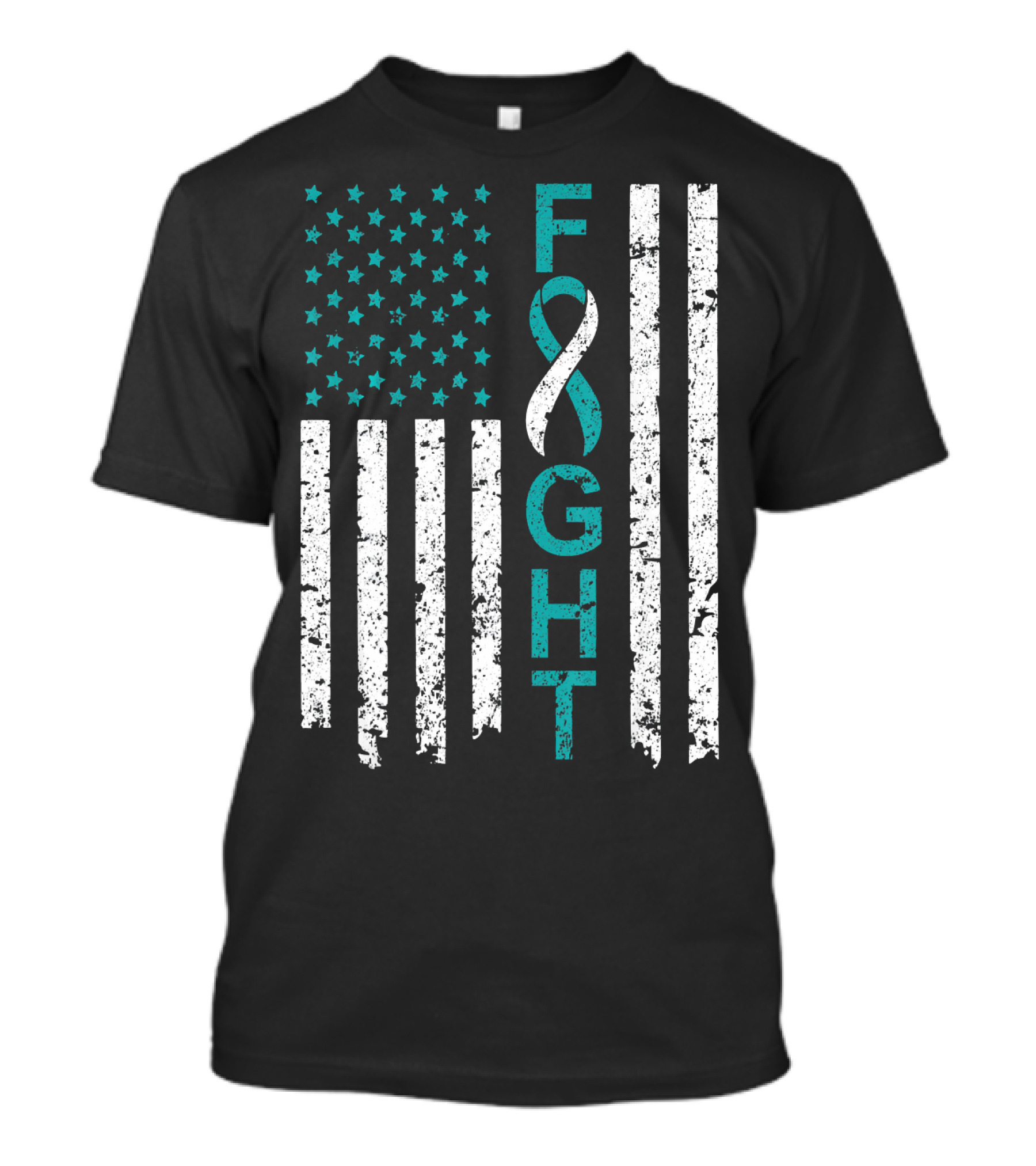 Fight Cervical Cancer Awareness American Flag T-Shirt