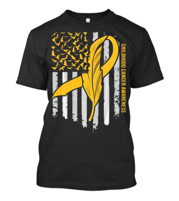 Childhood Cancer Awareness Gold Feather Ribbon Flag T-Shirt