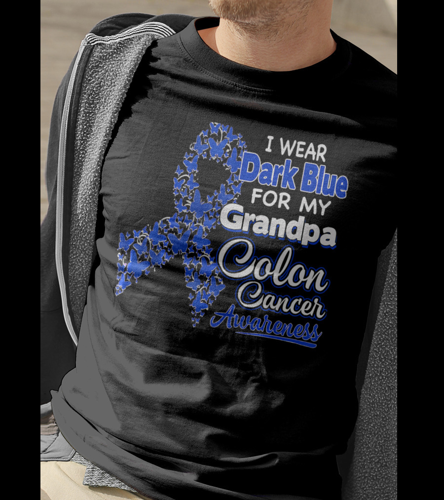 I Wear Dark Blue For My Grandpa Colon Cancer Awareness T-Shirt