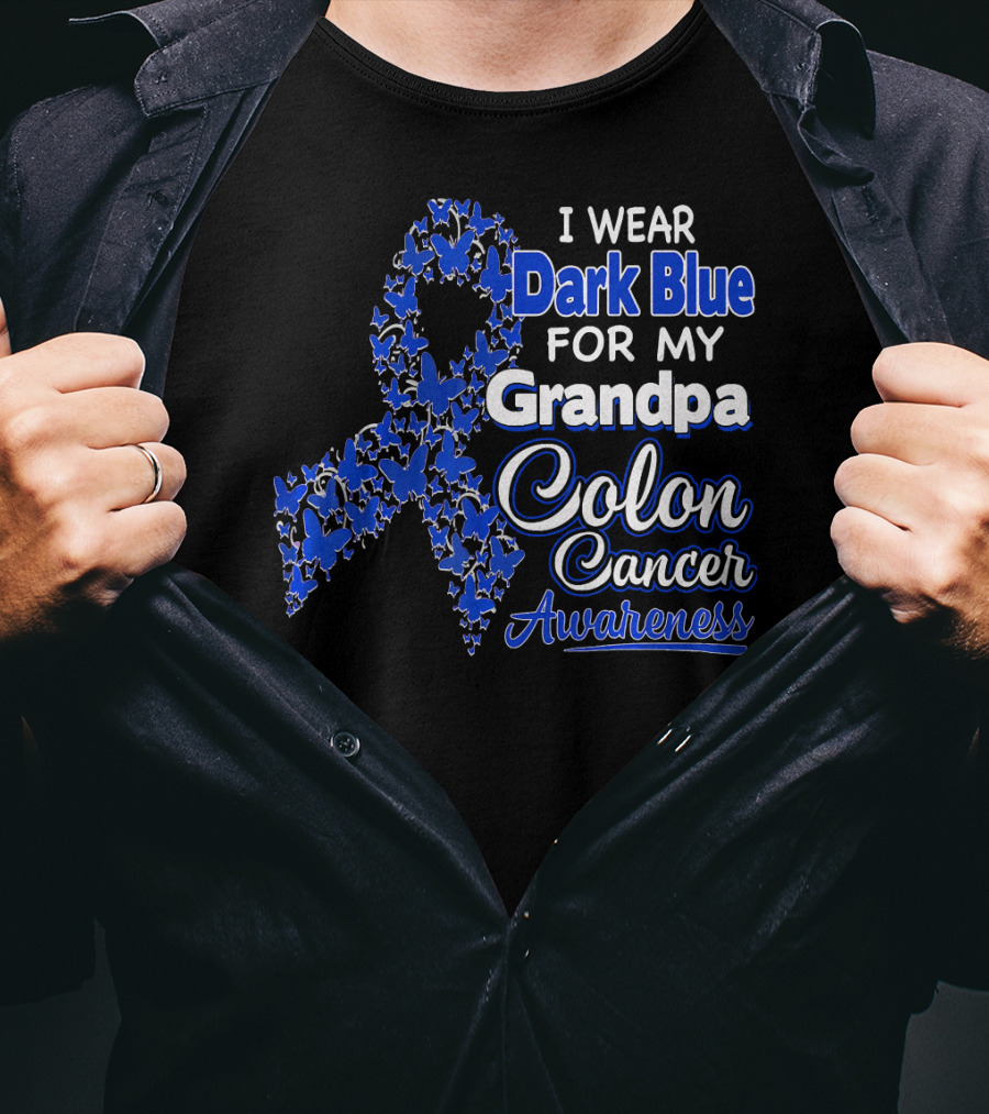 I Wear Dark Blue For My Grandpa Colon Cancer Awareness T-Shirt