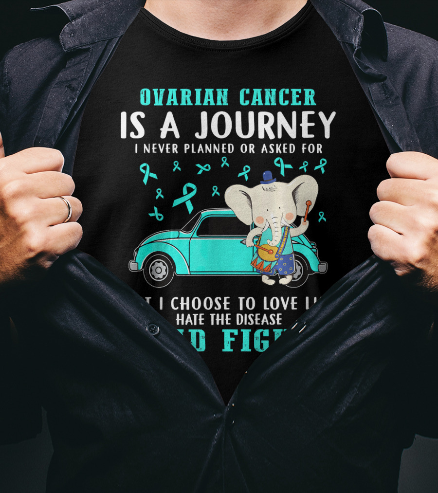 Ovarian Cancer Is A Journey I Never Planned Or Asked For But I Choose To Love Life Hate The Disease And Fight T-Shirt