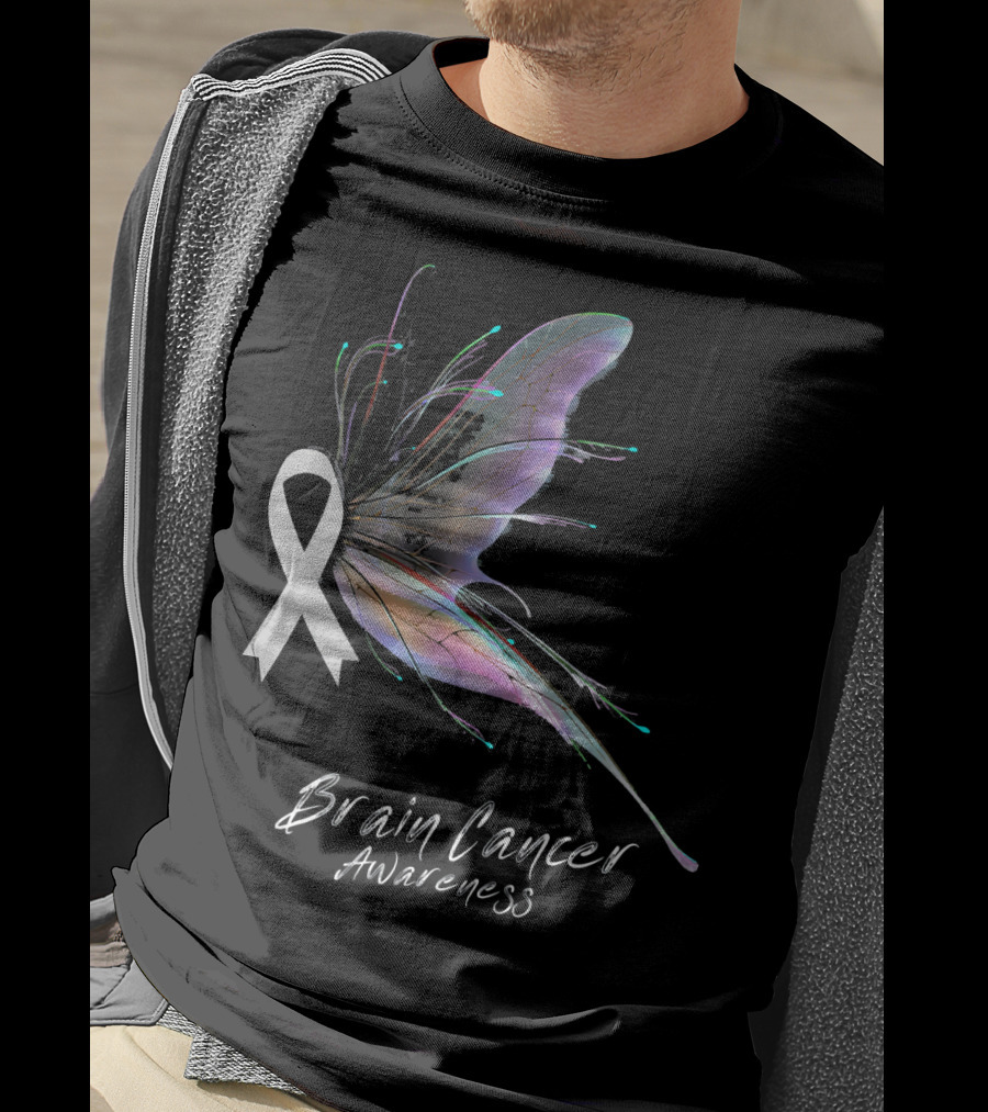 Brain Cancer Awareness Ribbon Butterfly T-Shirt