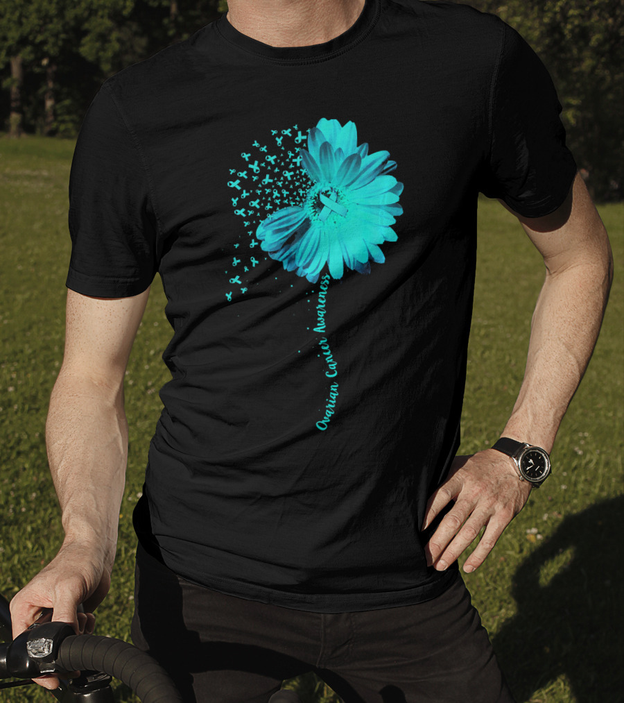 Ovarian Cancer Awareness Sunflower Ribbon Blossoms T-Shirt