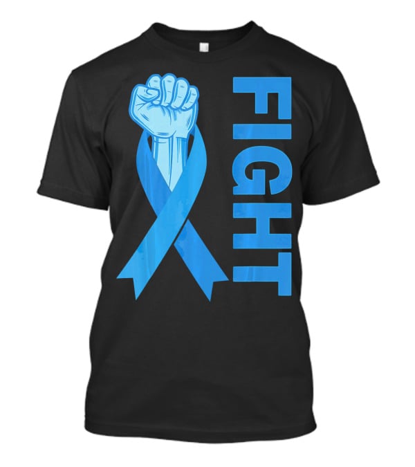 Fight Support Colon Cancer Awareness Rib Symbol Fist T-Shirt