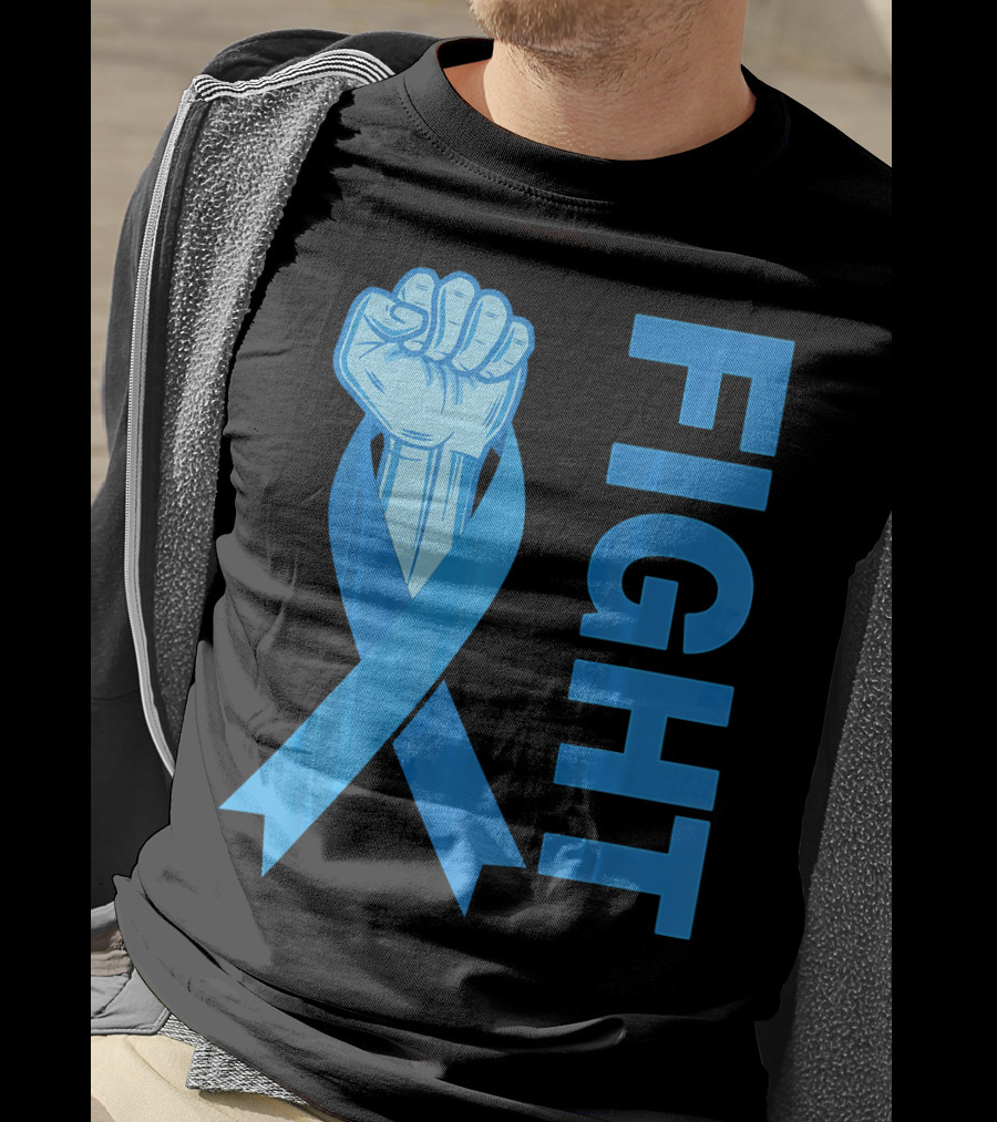 Fight Support Colon Cancer Awareness Rib Symbol Fist T-Shirt