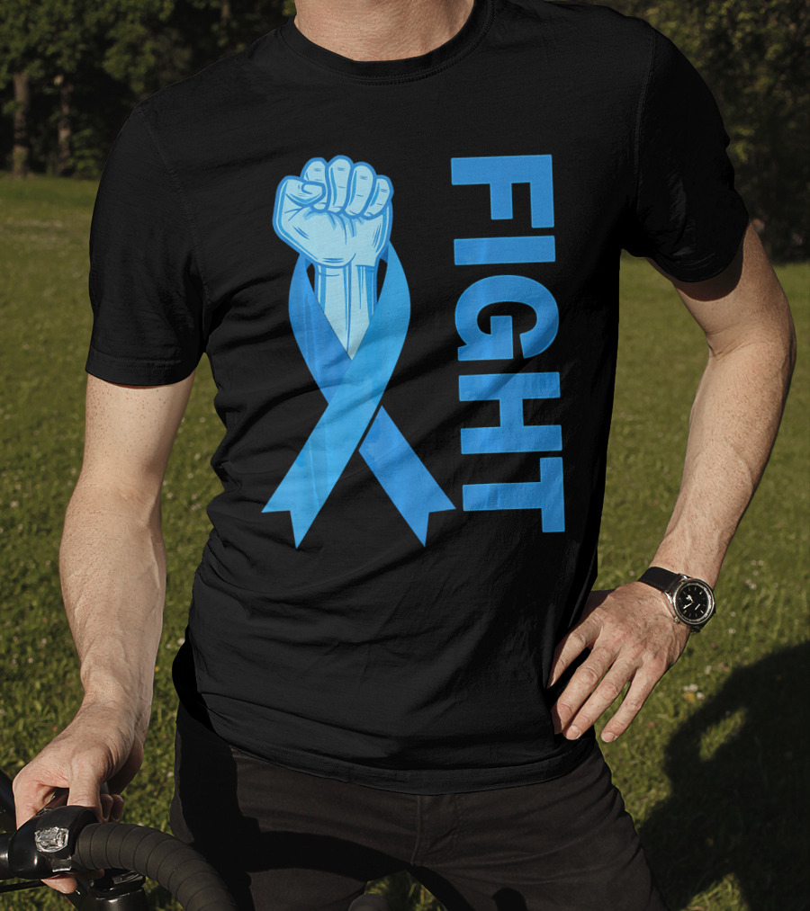 Fight Support Colon Cancer Awareness Rib Symbol Fist T-Shirt