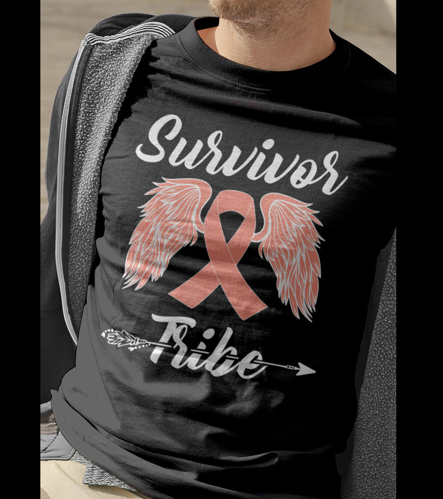 Survivor Tribe Ribbon Wings Arrow T-Shirt