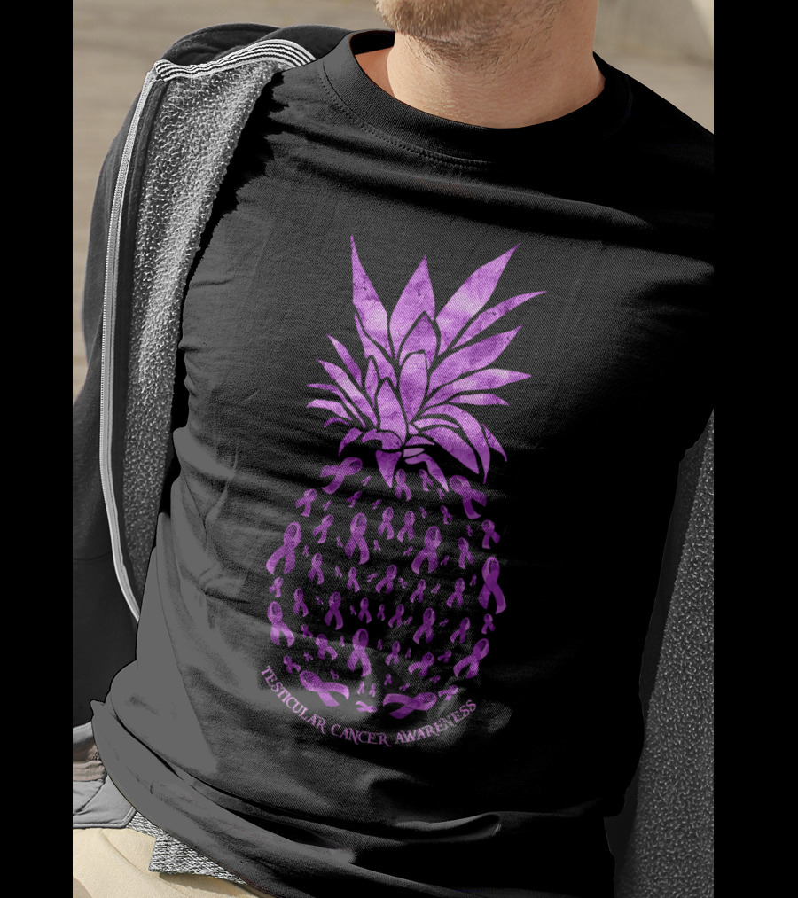 Pineapple With Purple Ribbons For Testicular Cancer Awareness T-Shirt