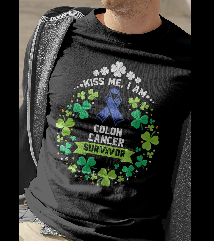 Kiss Me I Am Colon Cancer Survivor St. Patrick's Day Awareness T-Shirt