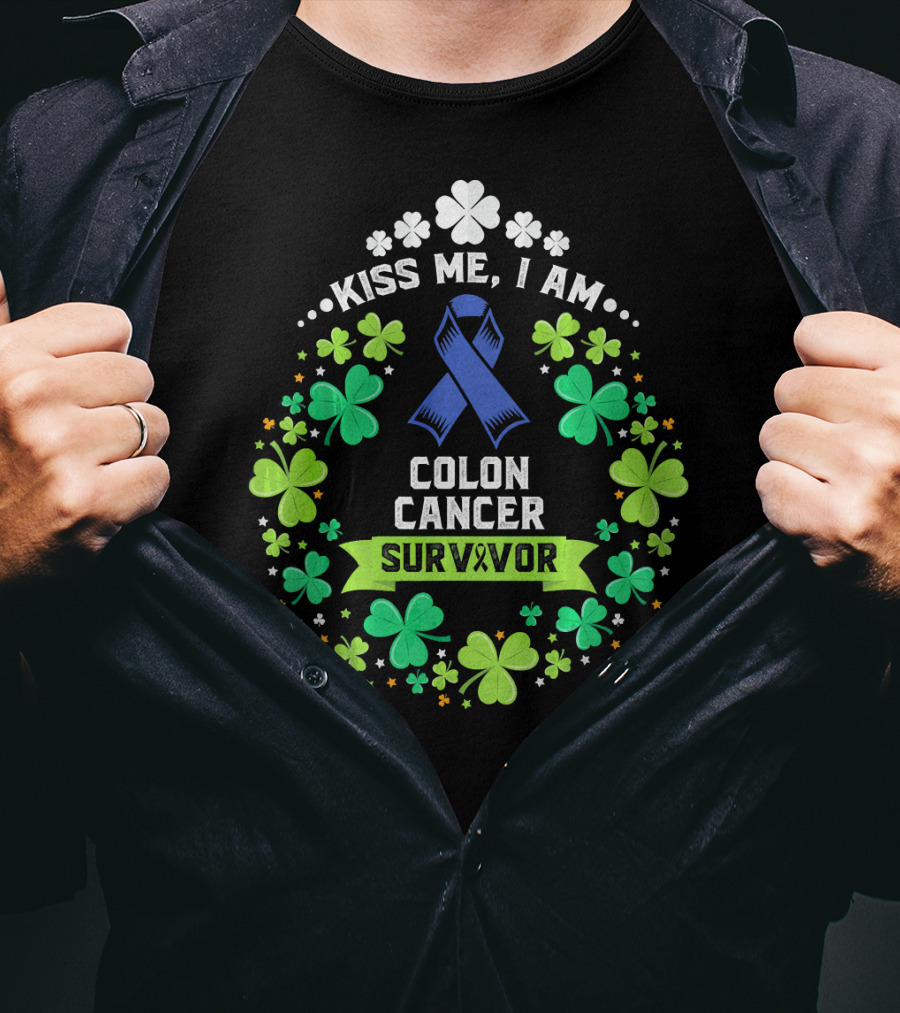 Kiss Me I Am Colon Cancer Survivor St. Patrick's Day Awareness T-Shirt