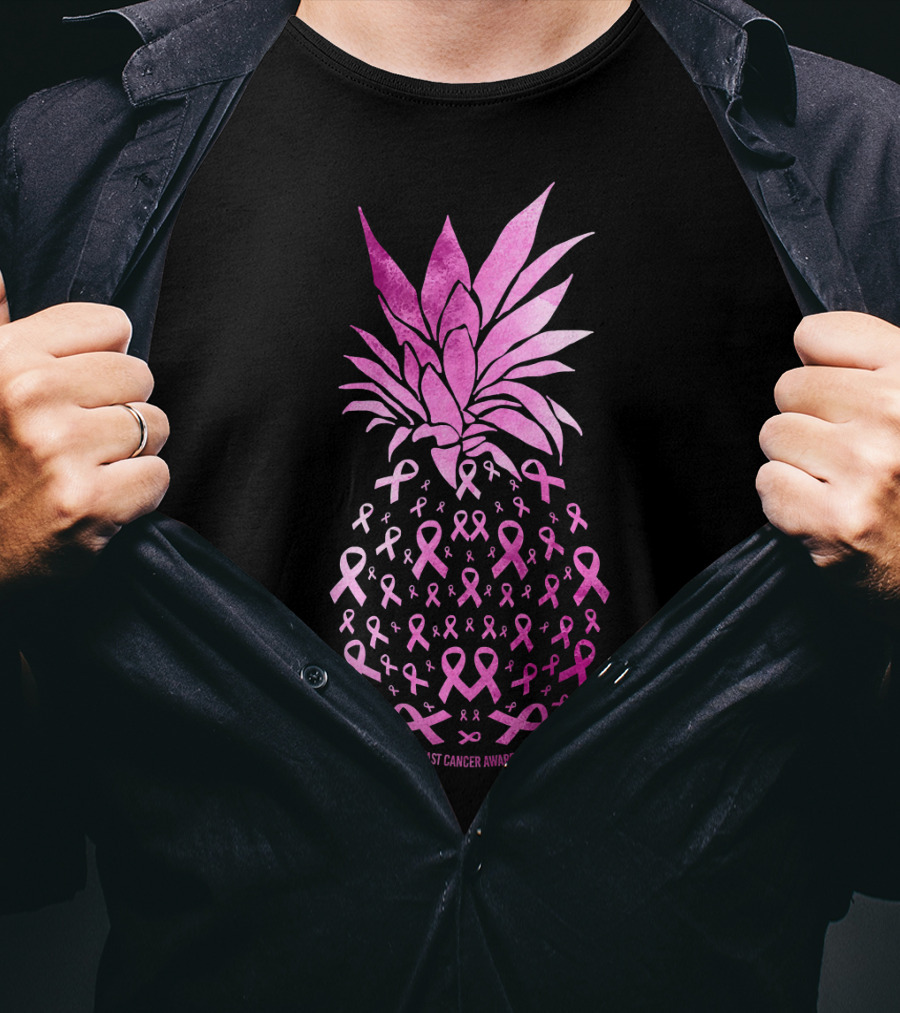 Be A Pineapple Stand Tall Breast Cancer Awareness Pink Ribbons T-Shirt