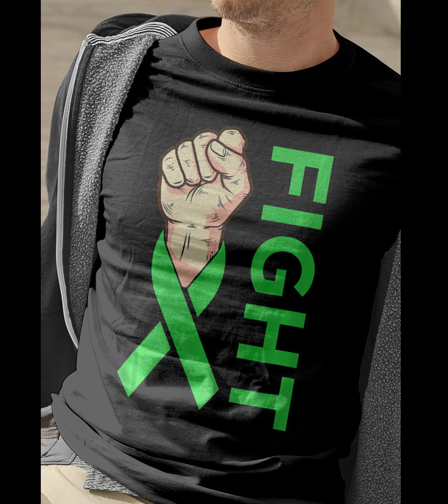 Fist Fight Bile Duct Cancer Green Ribbon Gallbladder T-Shirt
