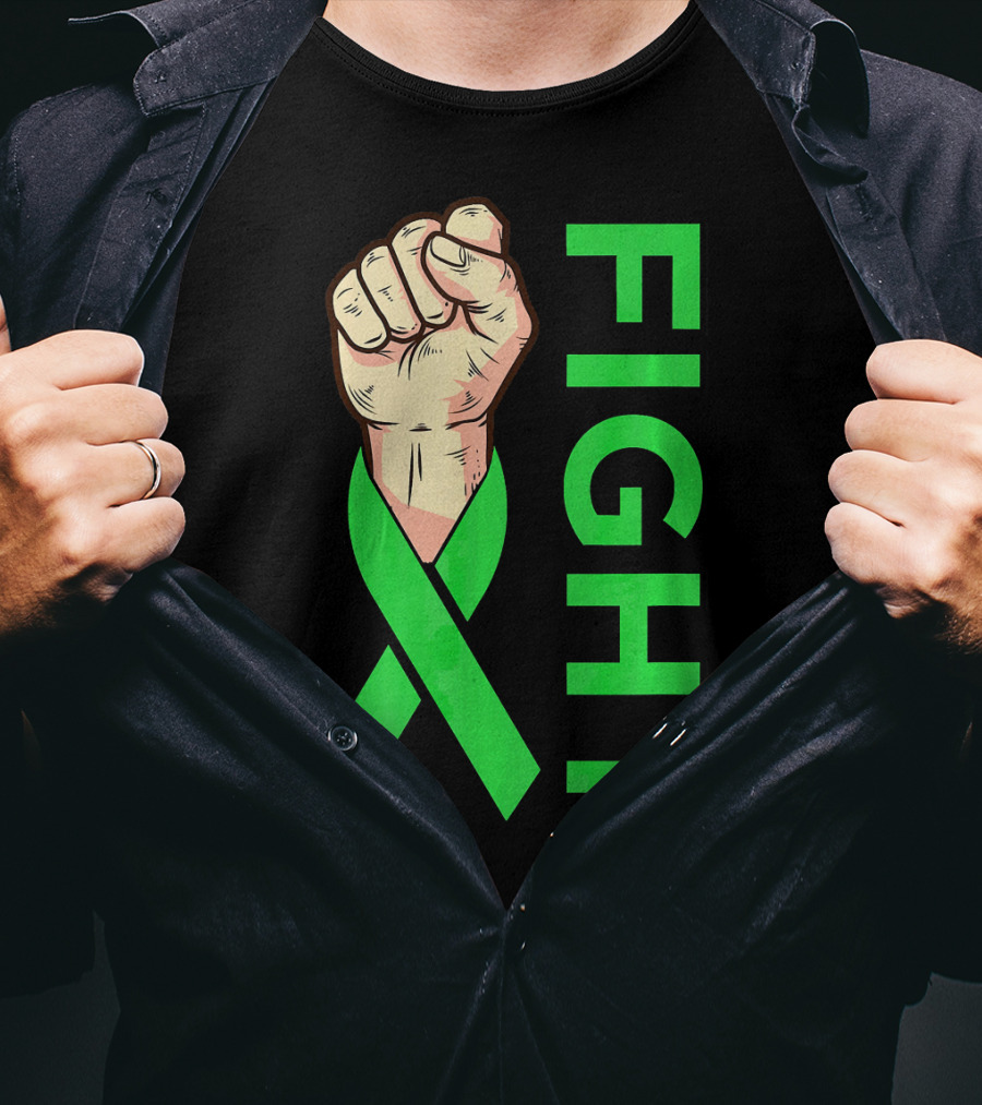 Fist Fight Bile Duct Cancer Green Ribbon Gallbladder T-Shirt