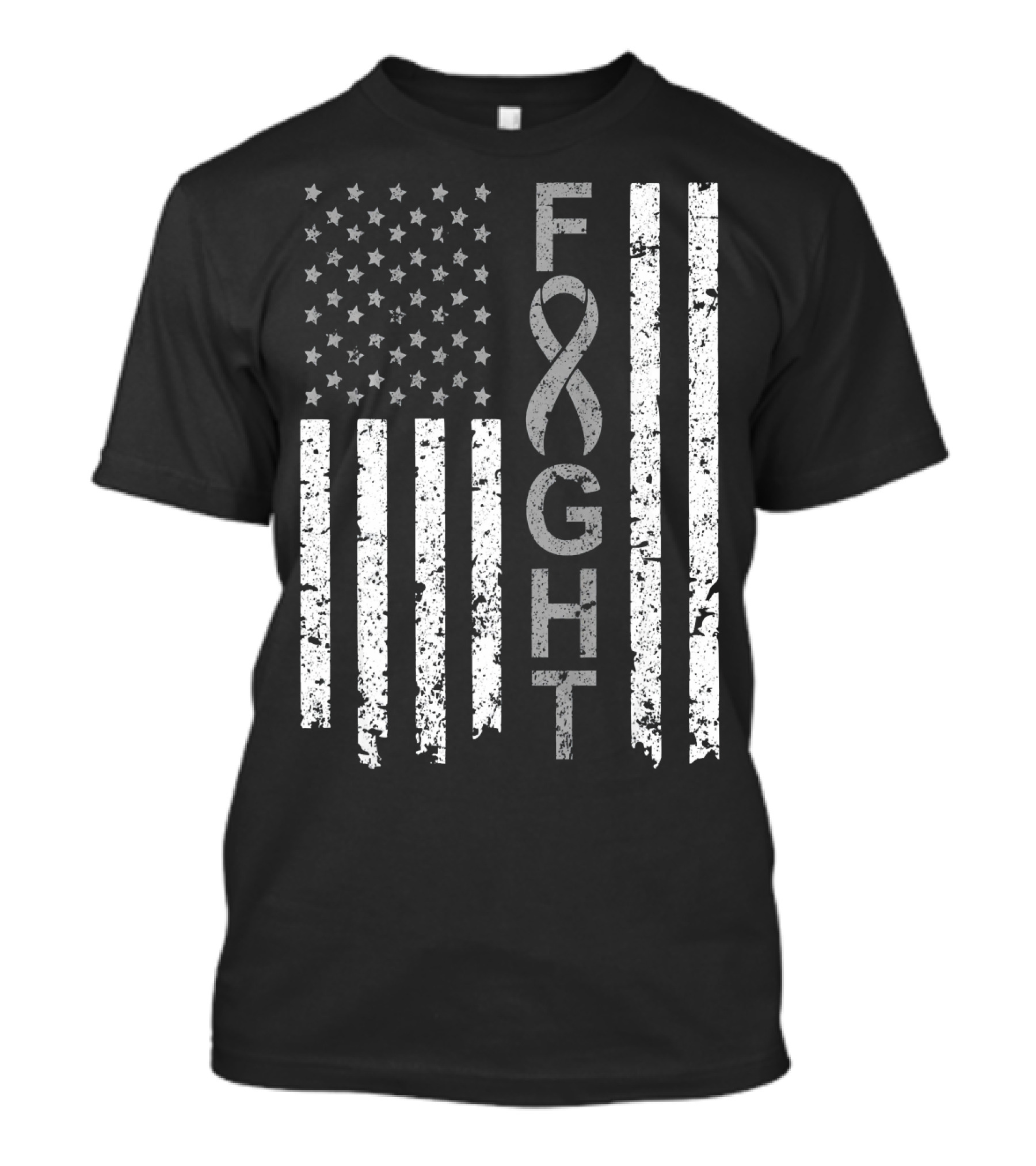 Brain Cancer Awareness Fight American Flag T-Shirt