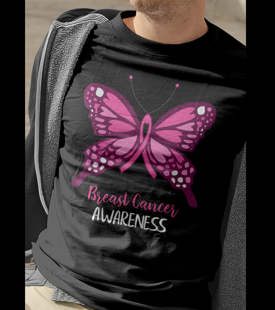 Breast Cancer Awareness Pink Butterfly T-Shirt