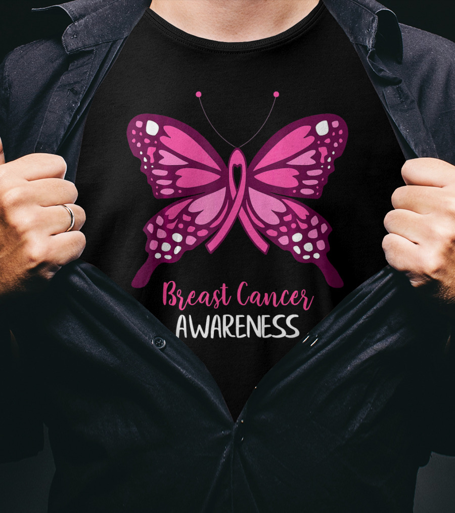 Breast Cancer Awareness Pink Butterfly T-Shirt