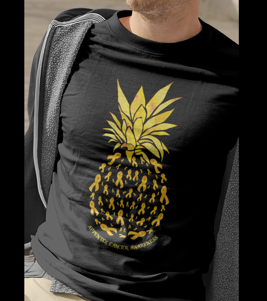 Pineapple Appendix Cancer Awareness Yellow Ribbons T-Shirt