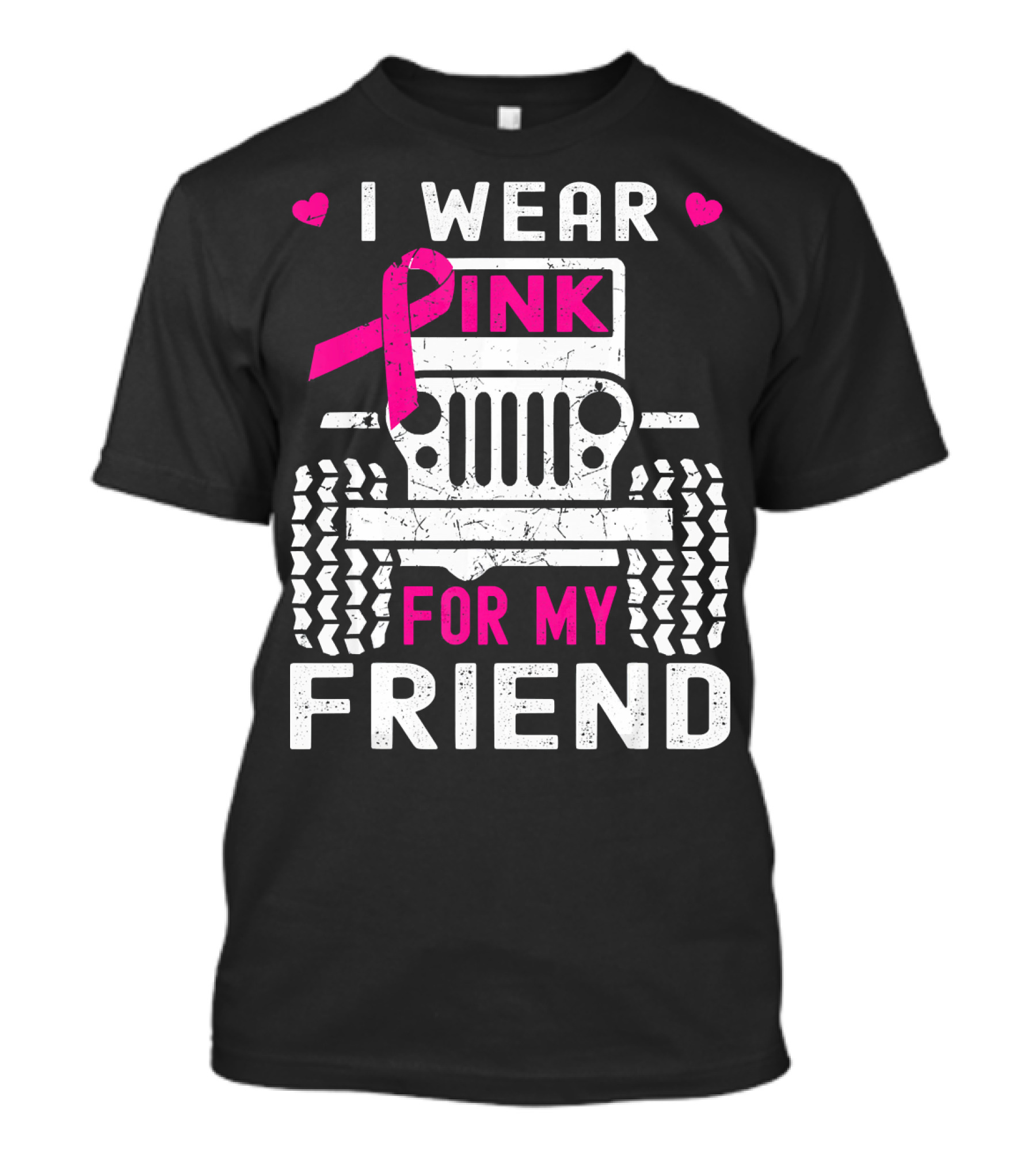I Wear Pink For My Friend Jeep Breast Cancer Awareness T-Shirt