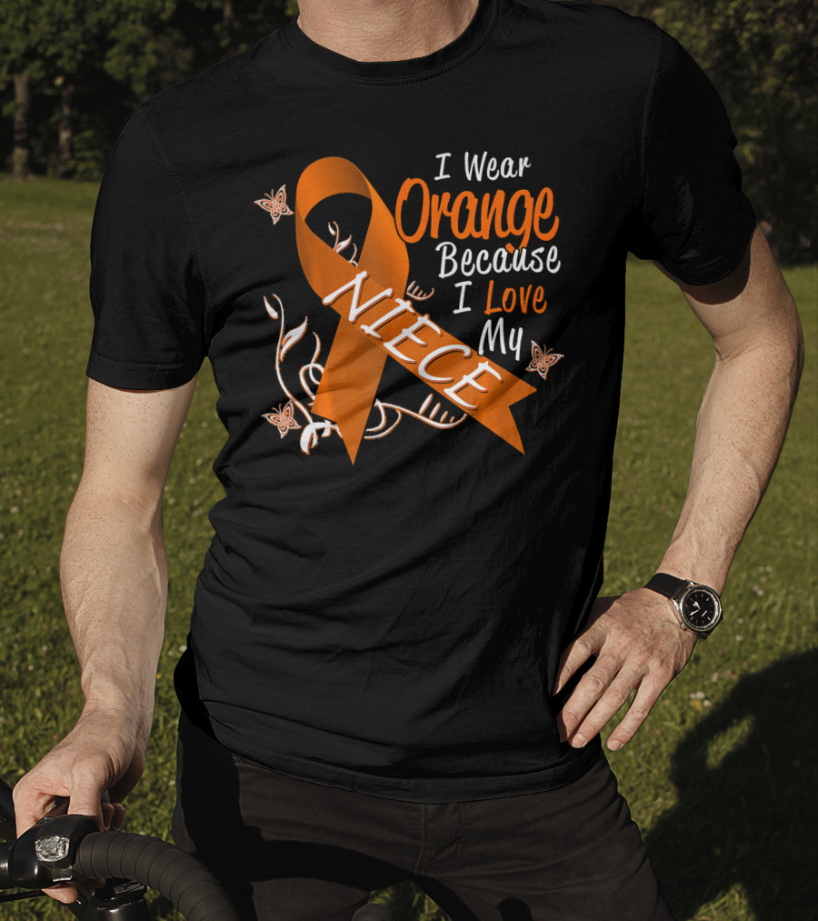 I Wear Orange Because I Love My Niece Leukemia Cancer Awareness T-Shirt