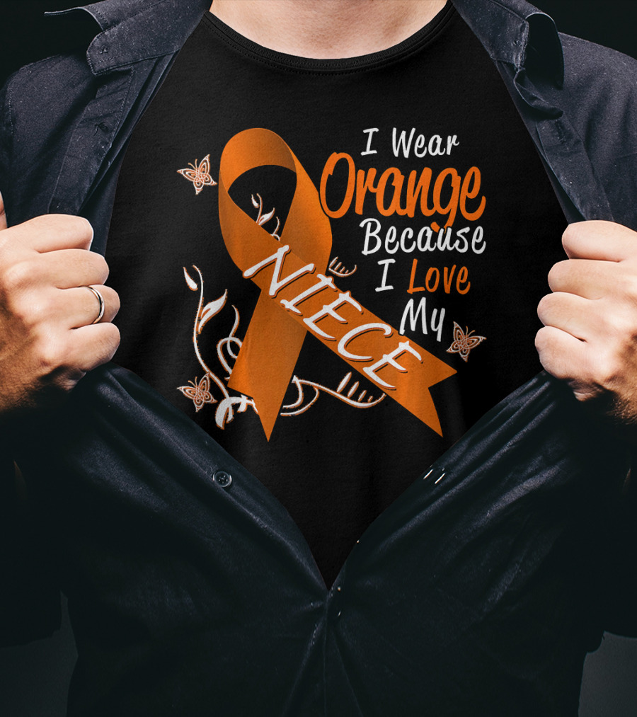 I Wear Orange Because I Love My Niece Leukemia Cancer Awareness T-Shirt