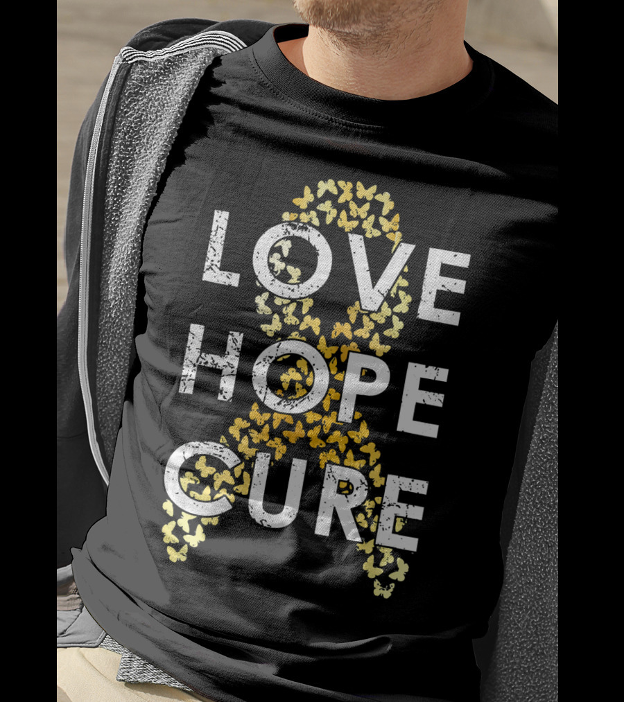 Childhood Cancer Awareness Love Hope Cure Butterflies T-Shirt