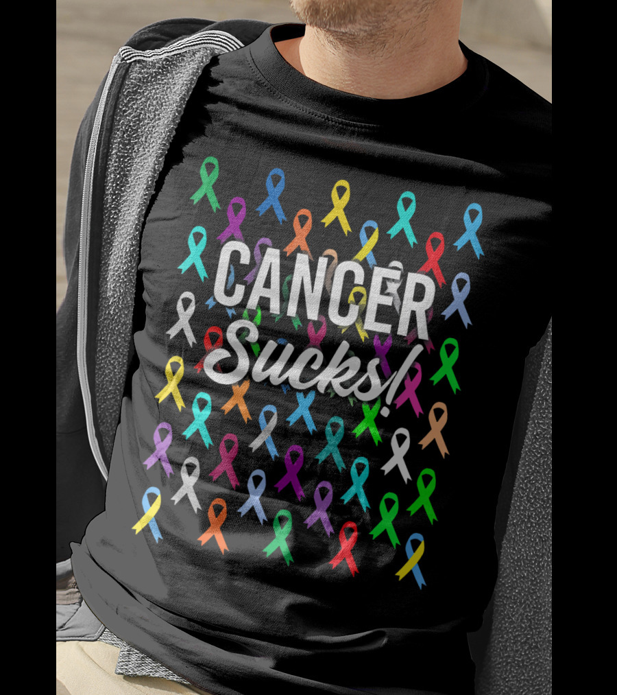 Cancer Sucks Survivor Warrior Ribbon Awareness T-Shirt
