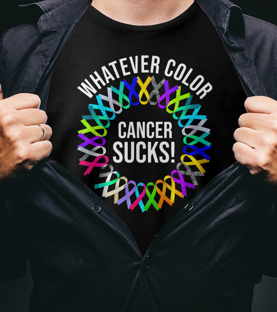 Whatever Color Cancer Sucks Ribbon Awareness T-Shirt
