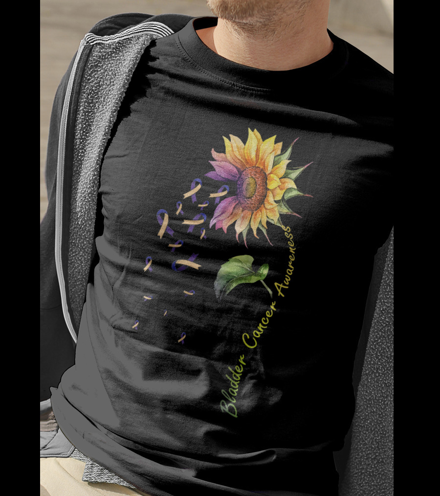 Bladder Cancer Awareness Sunflower Ribbon T-Shirt