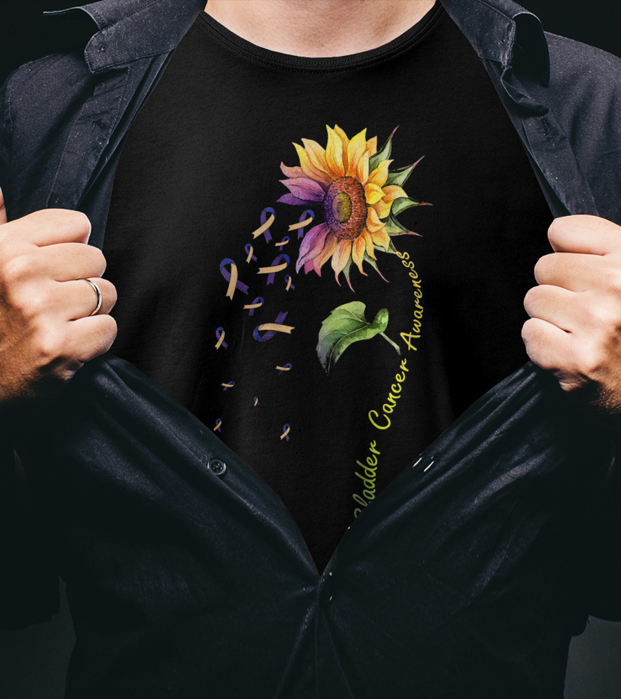 Bladder Cancer Awareness Sunflower Ribbon T-Shirt